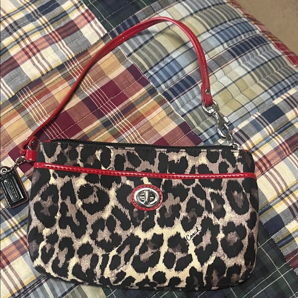 Coach Animal Print Wristlet with Red Trim - Picture 4 of 7